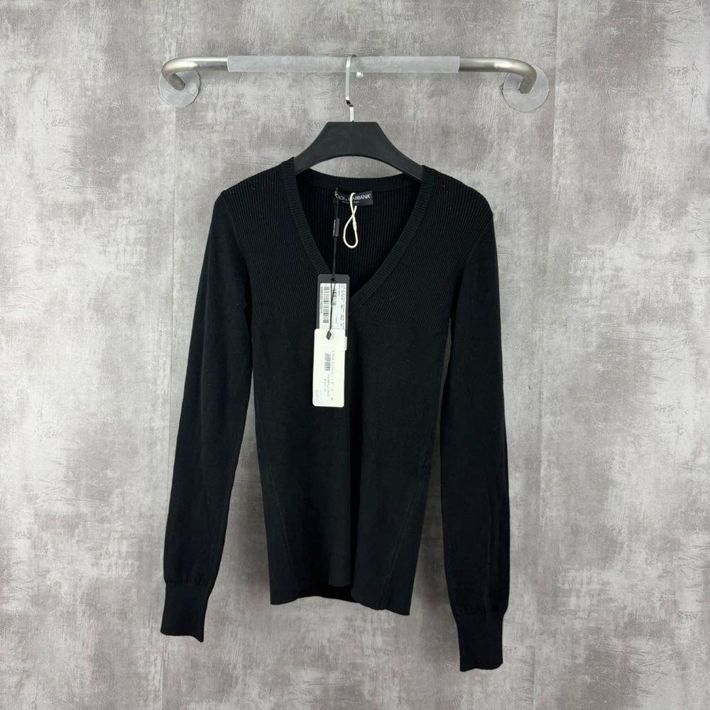 🚩steal authentic Dolce & Gabbana Black Ribbed Knitwear